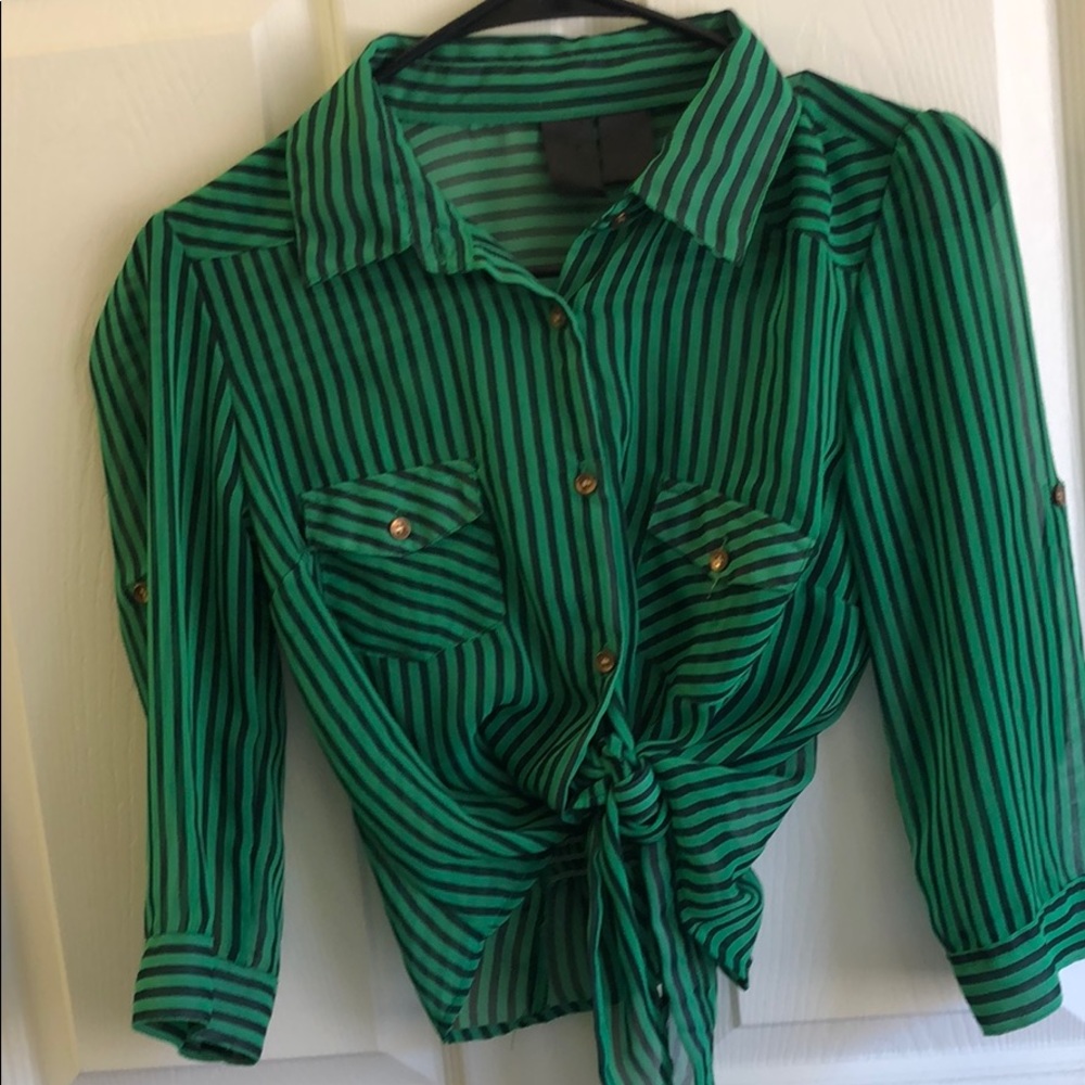 Sheer tie up button up